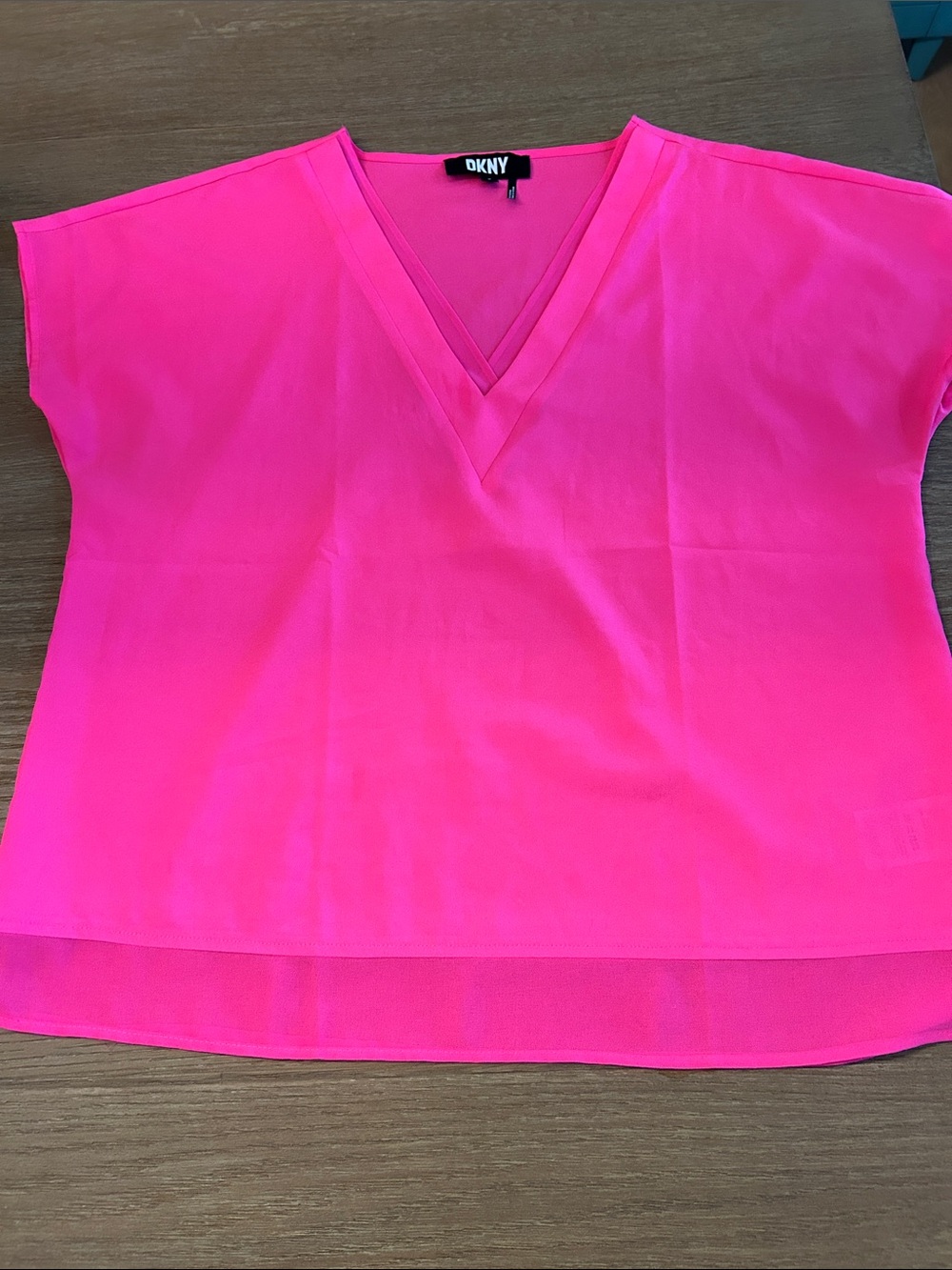 V neck hot pink top size medium